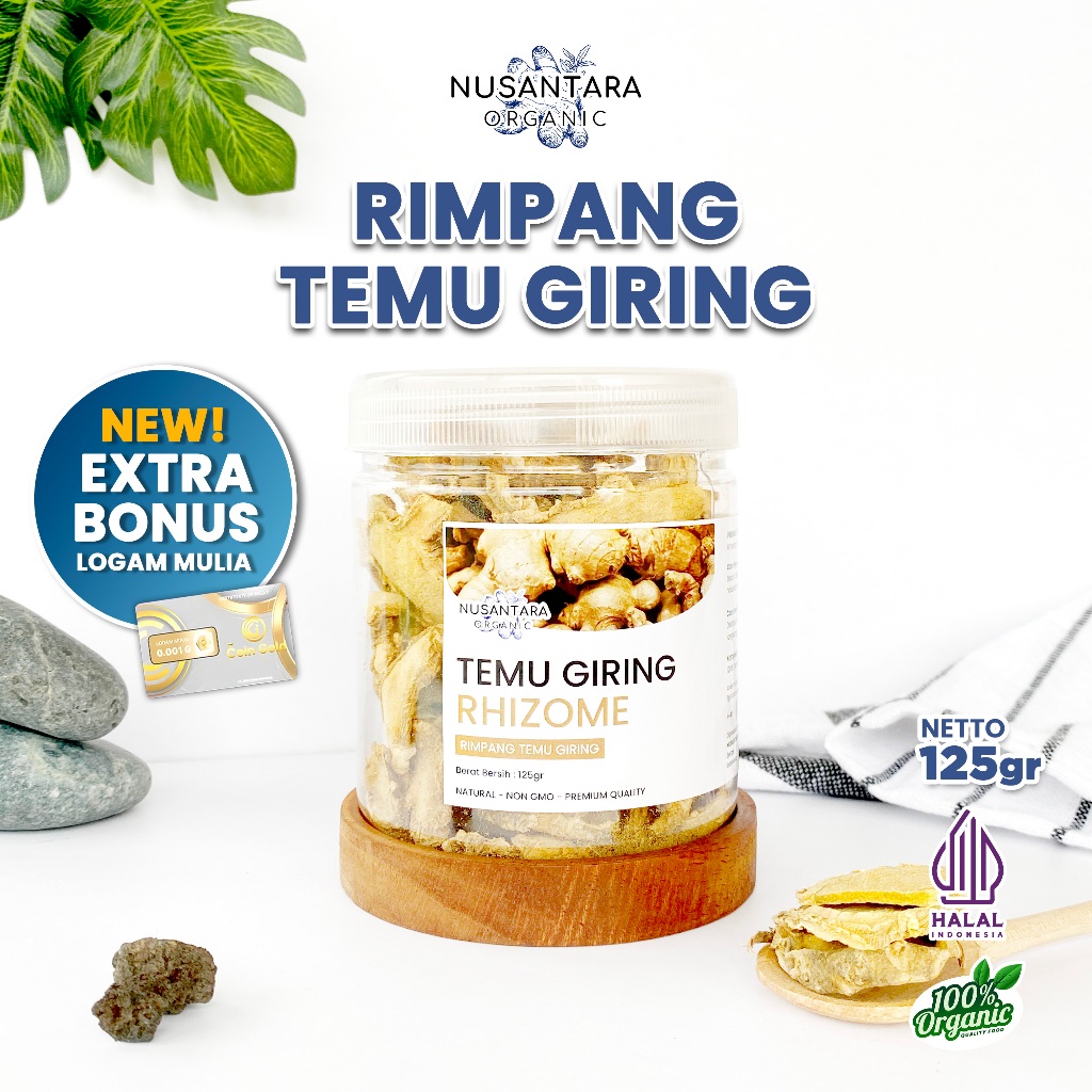 

Nusantara Organic Temu Giring Organic Dried Herbal Slice Rempah Alami Kualitas Masak Unggul 125gr