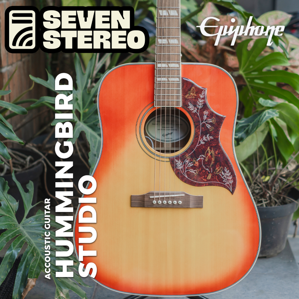 Epiphone Hummingbird Studio - Solid Top Fishman Sonitone Faded Cherry