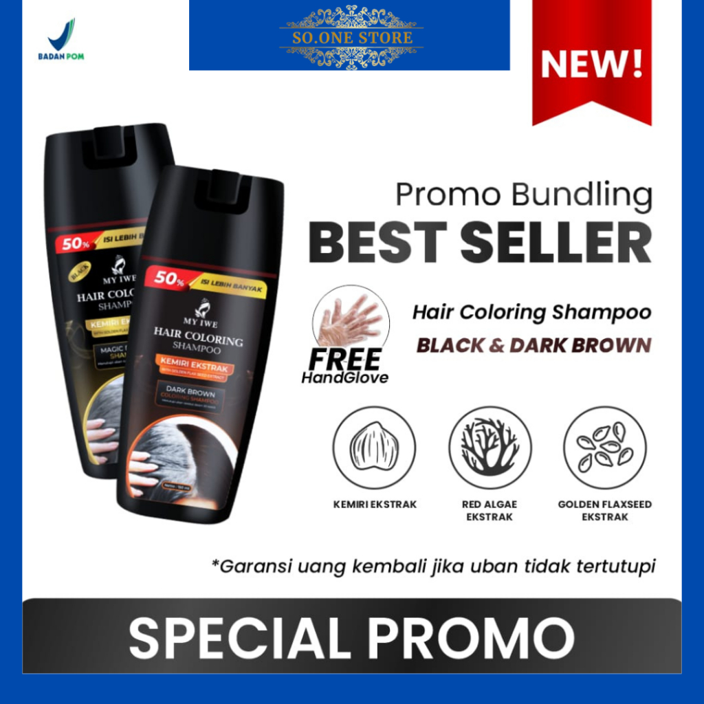 Shampoo My iwe Penghitam Rambut Beruban penghilang uban permanen asli original Sampo Anti Uban Alami