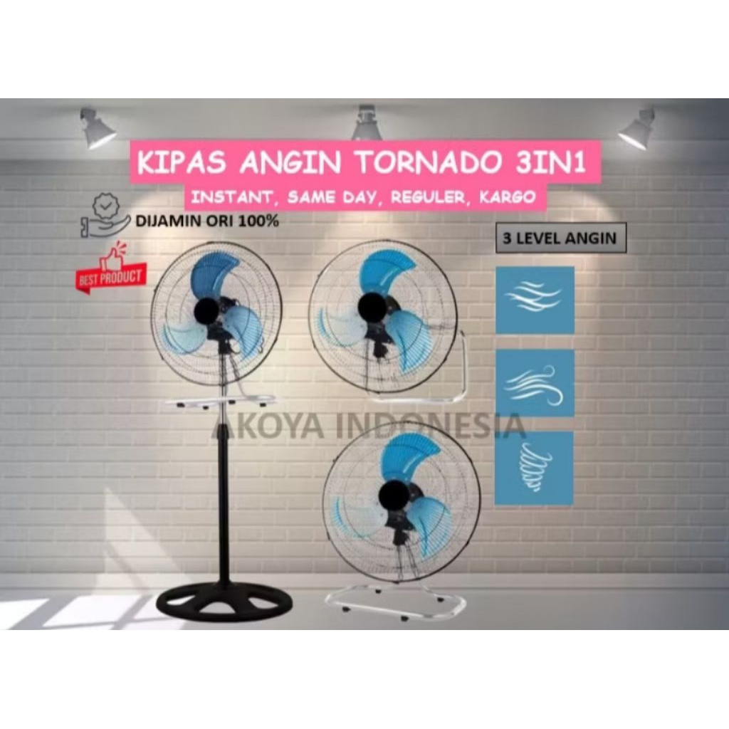 KIPAS ANGIN 3IN1 18 INCH / KIPAS ANGIN TORNADO / KIPAS ANGIN DINDING / KIPAS ANGIN DUDUK / KIPAS ANG