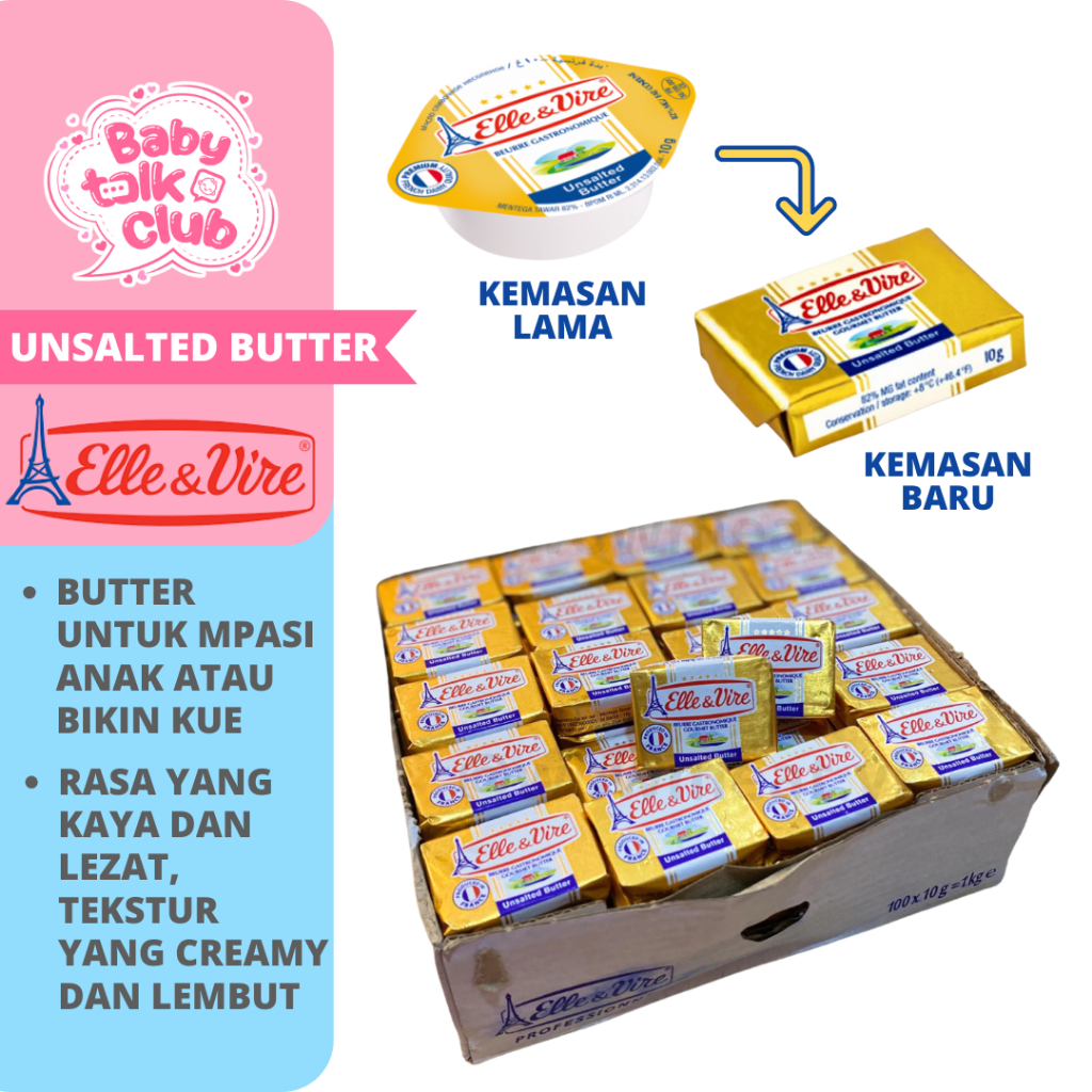

Elle Vire Unsalted Butter UB Baby 10 x 10gr Mentega MPASI Bayi