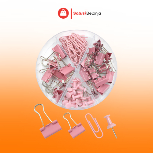 

72 PCS Kombinasi penjepit kertas cute/ Paperclip binder clip push pin Y1876