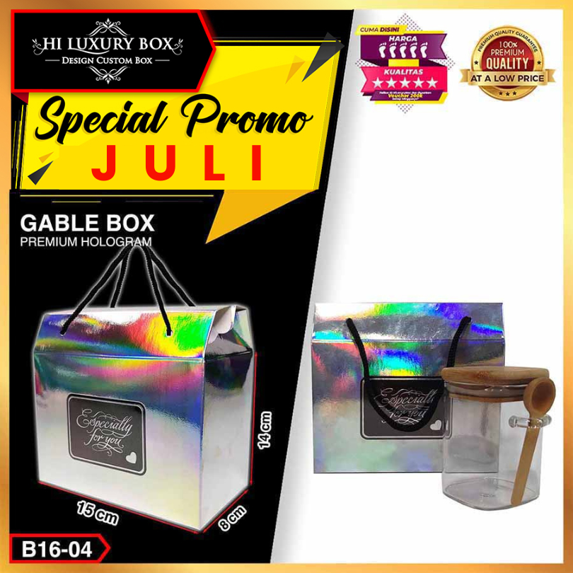 

Box Hologram Kotak Packaging Kue Souvenir Hadiah Gable B16-04