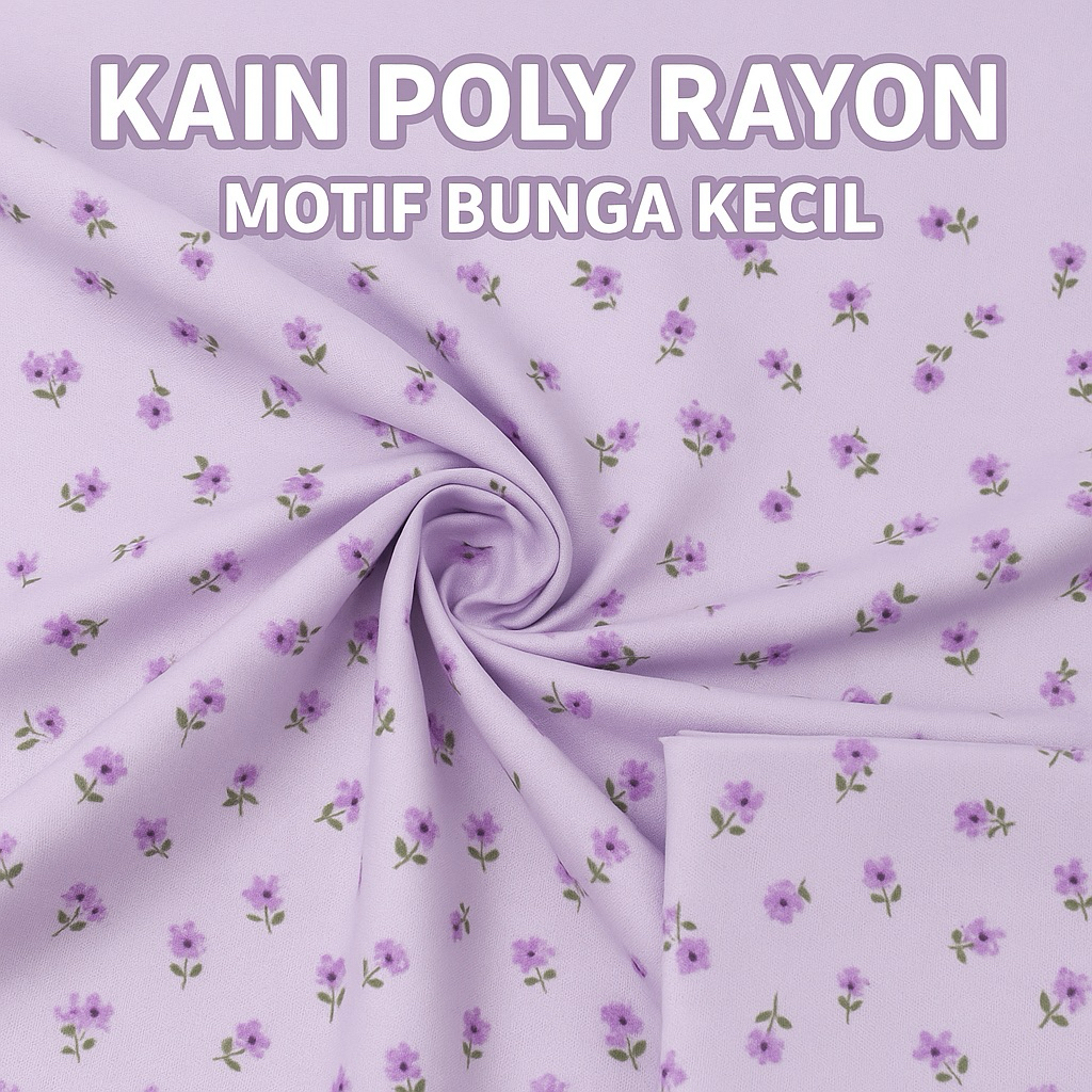 Kain Poly Rayon Motif Bunga Meteran