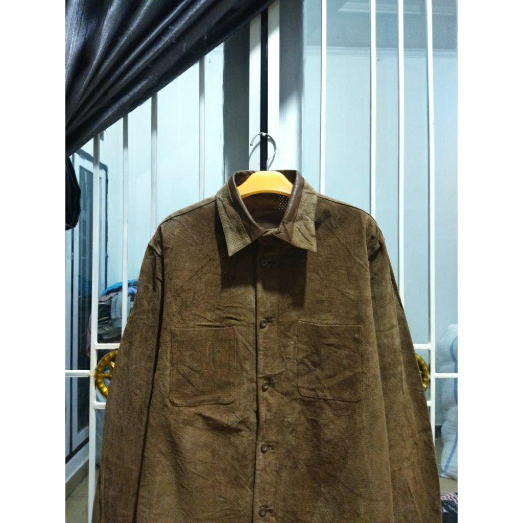 kemeja outer kulit suede The casual pria L