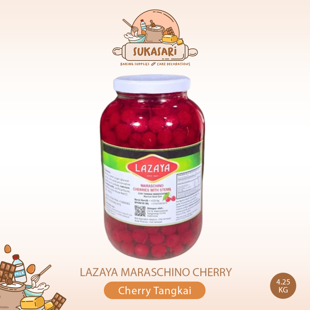 

Lazaya Red Maraschino Cherries 4.25kg / Cherry Merah Tangkai 4,25kg