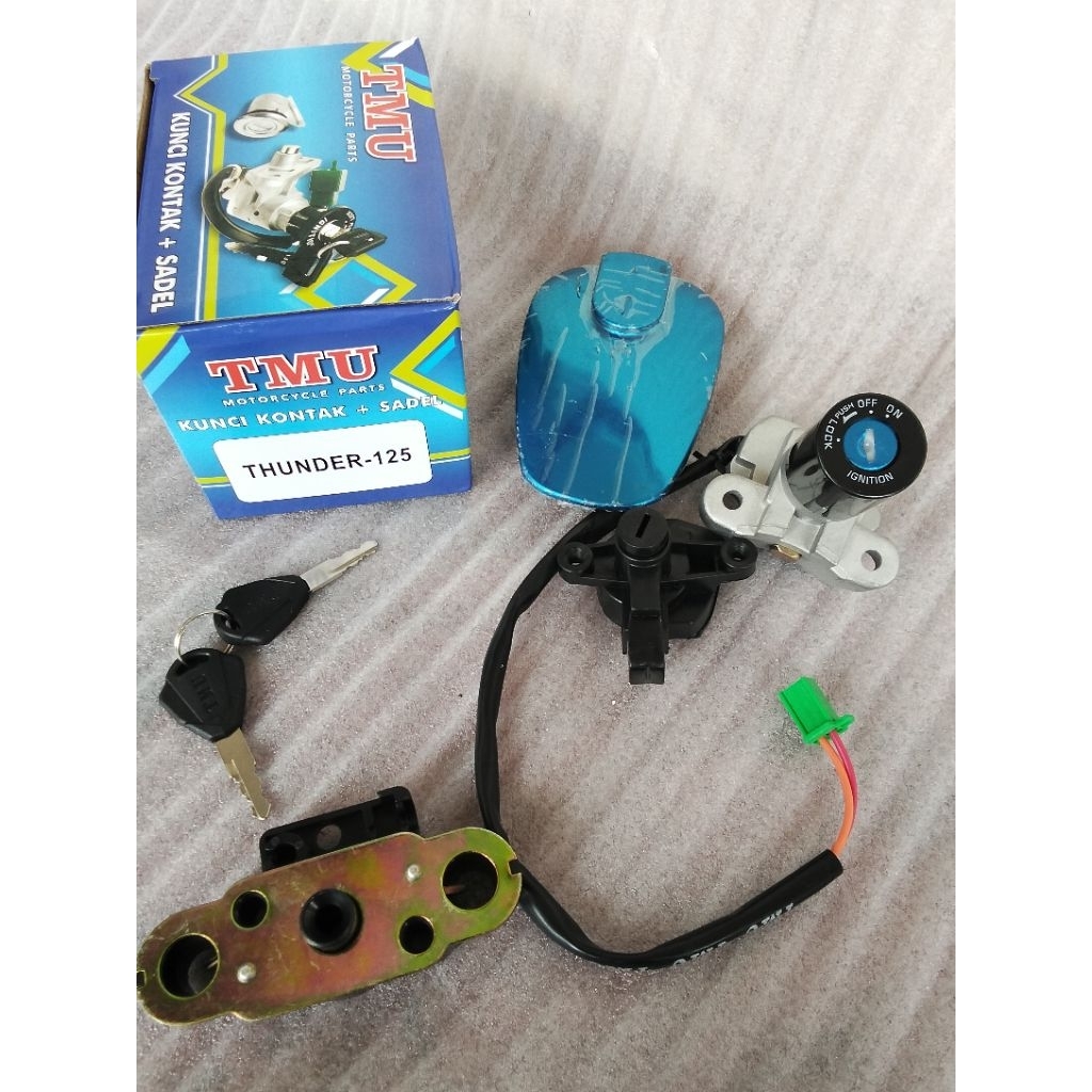 KUNCI KONTAK+SADEL/JOK+TUTUP TANGKI THUNDER 125 TMU ASLI mayestro