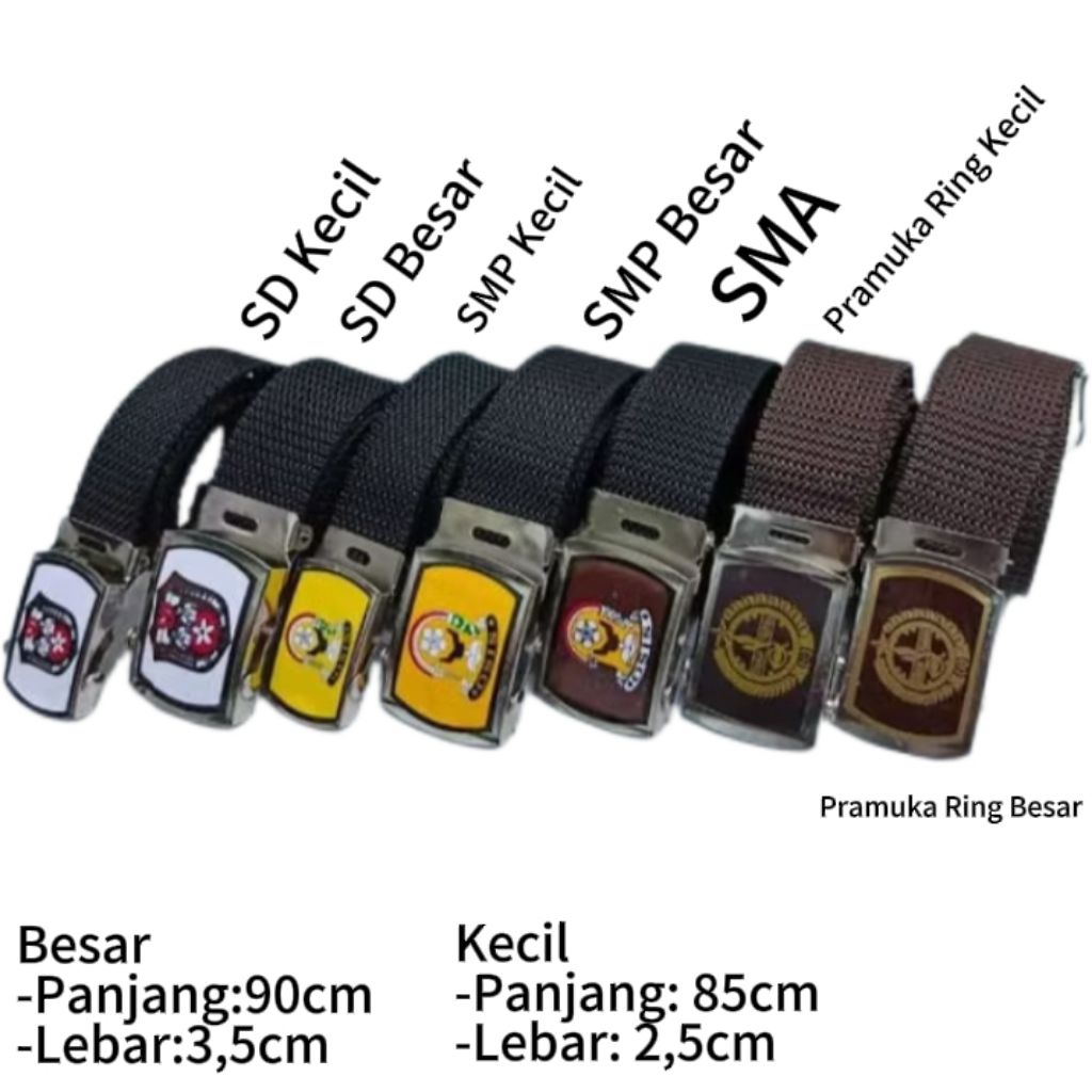 Sabuk Ikat Pinggang Sekolah SD,SMP,SMA,PRAMUKA RING/PRAMUKA POLOS/panjang jumbo dan standart