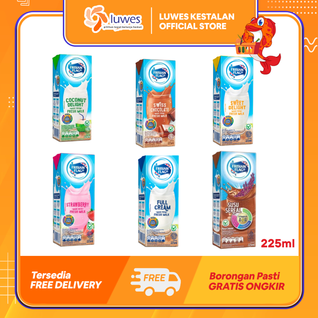 Frisian Flag Bendera Susu UHT 225ml All Varian Rasa Yang Enak & Bergizi