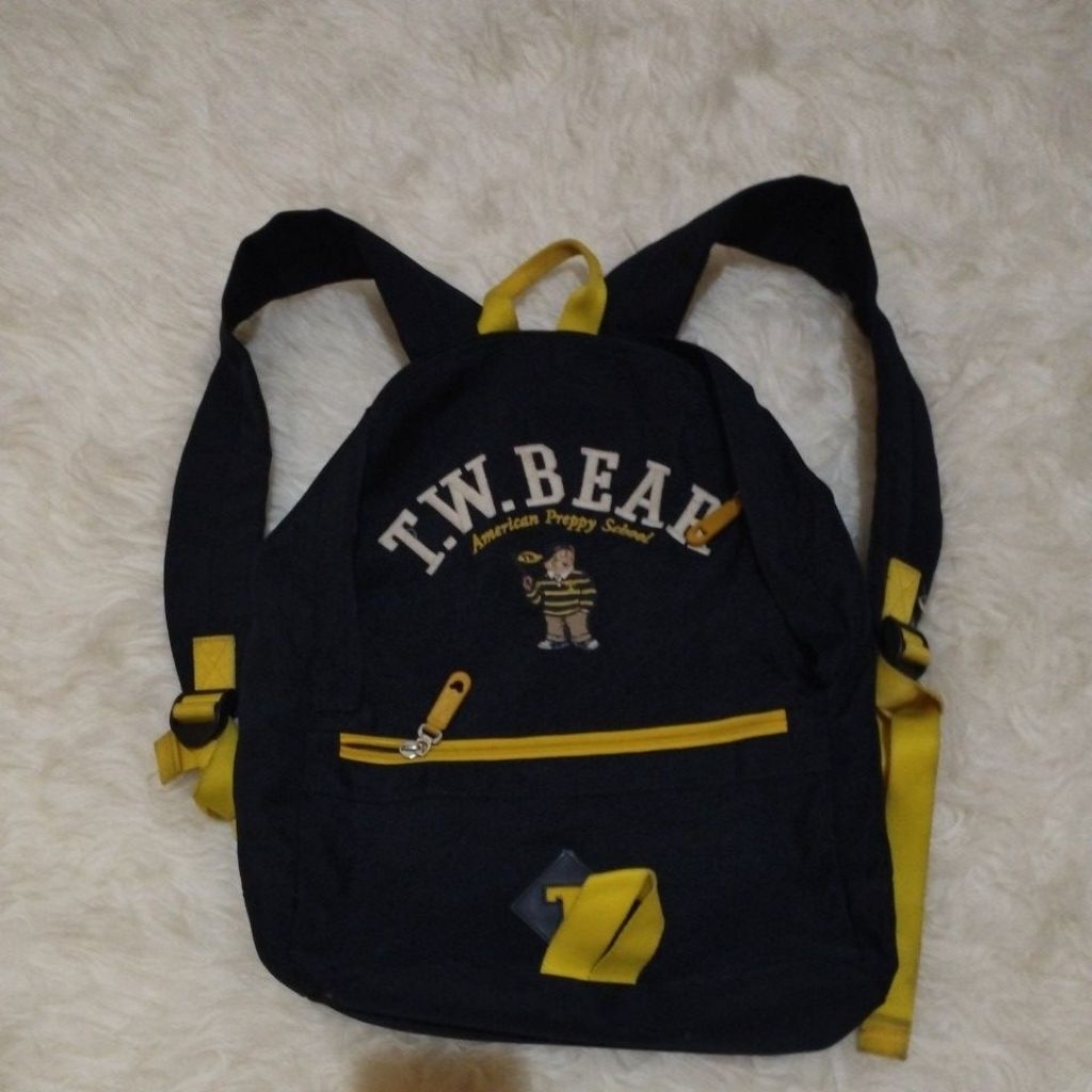 preloved ransel anak branded teenie weenie navy kuning minus dikit