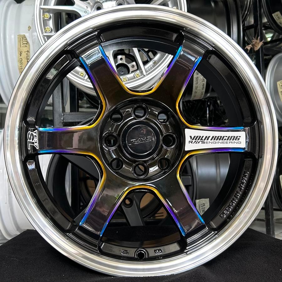 VELG TE37 RH - 10012 RING 15 LEBAR 7 HOLE 8X100/114.3 ET 40 WARNA BLACK MILLED SPOKE RAINBOW ML | VE