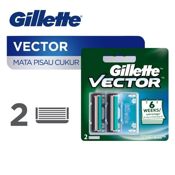 Gillette Pencukur Vector 2 Mata Pisau Isi Ulang Pisau Cukur | Isi 2