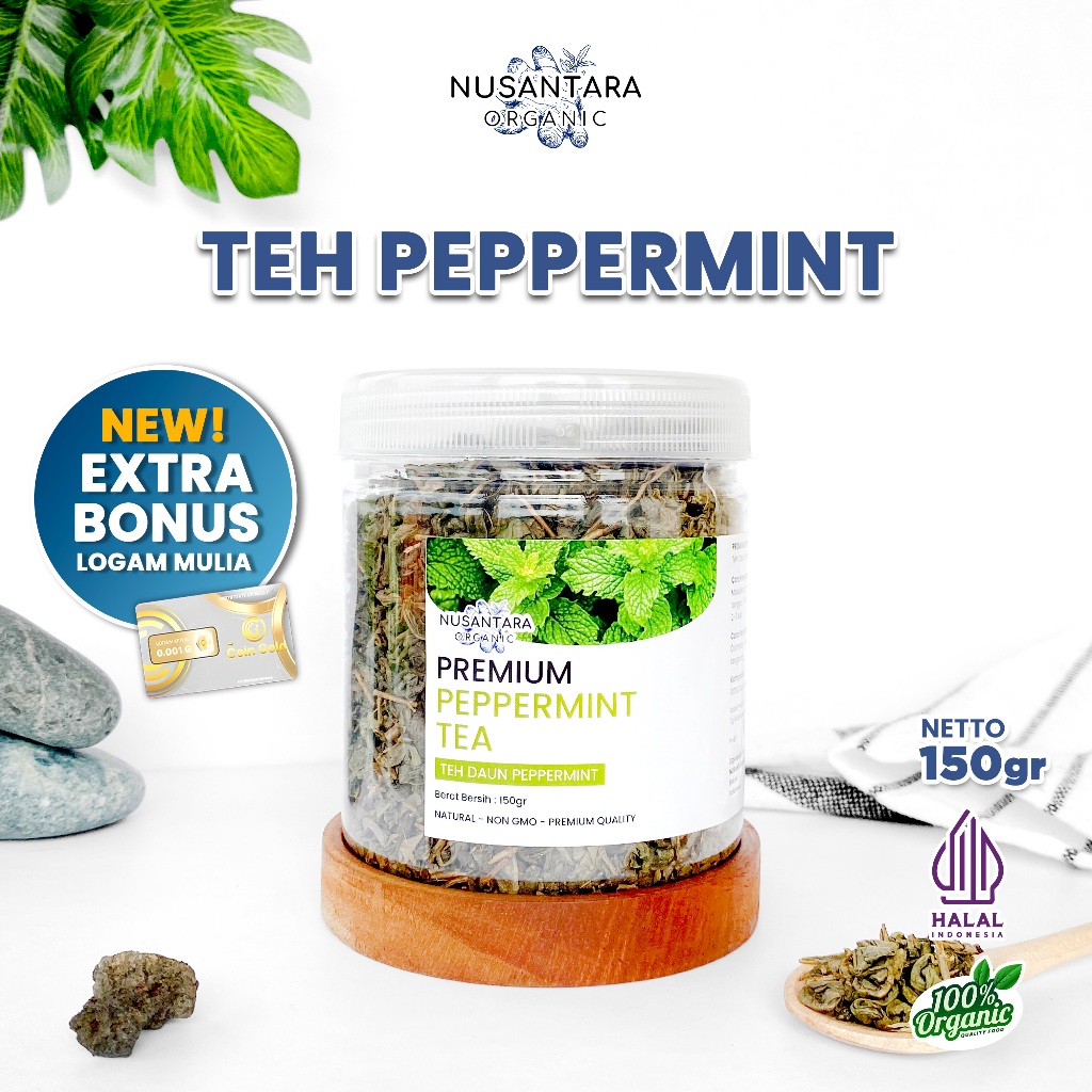 

Nusantara Organic Teh Daun Peppermint Organik Mint Tea Alami Herbal Asli Siap Konsumsi 150gr