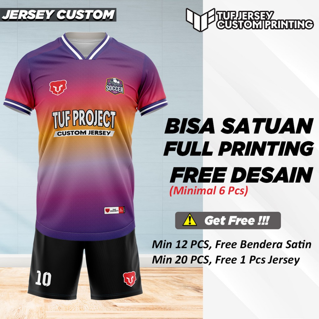 Custom Jersey Full Printing Sepak Bola Futsal Voli Badminton Olahraga Football Bulutangkis Volly Sil