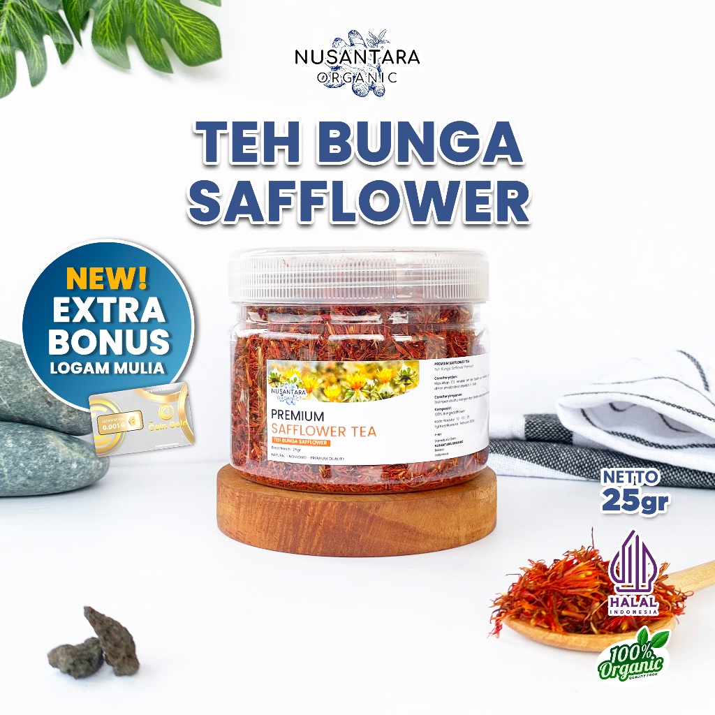 

Nusantara Organic Safflower Tea Asli Minuman Herbal Bunga Kering Siap Seduh Teh Alami Sehat 25gr