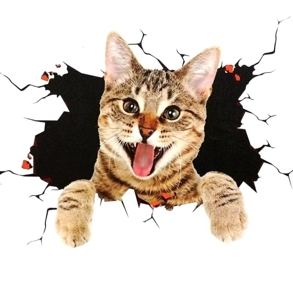 

stiker 3D kucing lucu, stiker print sudah cutting, size 15 x 20 cm, anti air