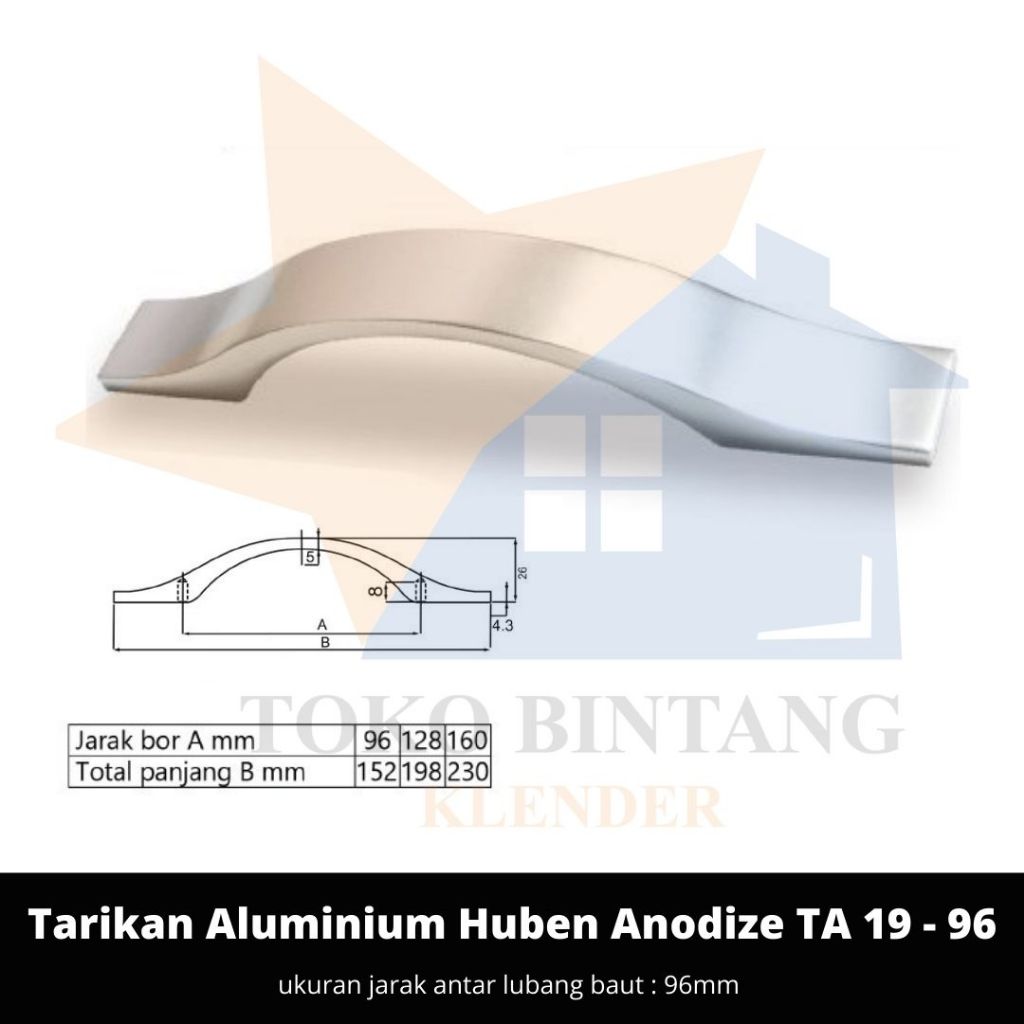 Tarikan Alumunium Huben Anodize TA 19 - 96