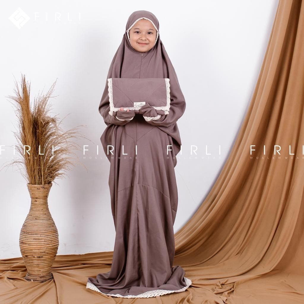 Mukena Terusan Anak 2in1 Tas Sejadah Mukena Terusan Santri Mukena Travel Renda Anak