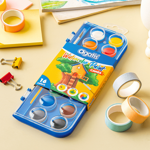 

cat air padat AGATIS WATERCOLOR PAINT CAKES 16 warna