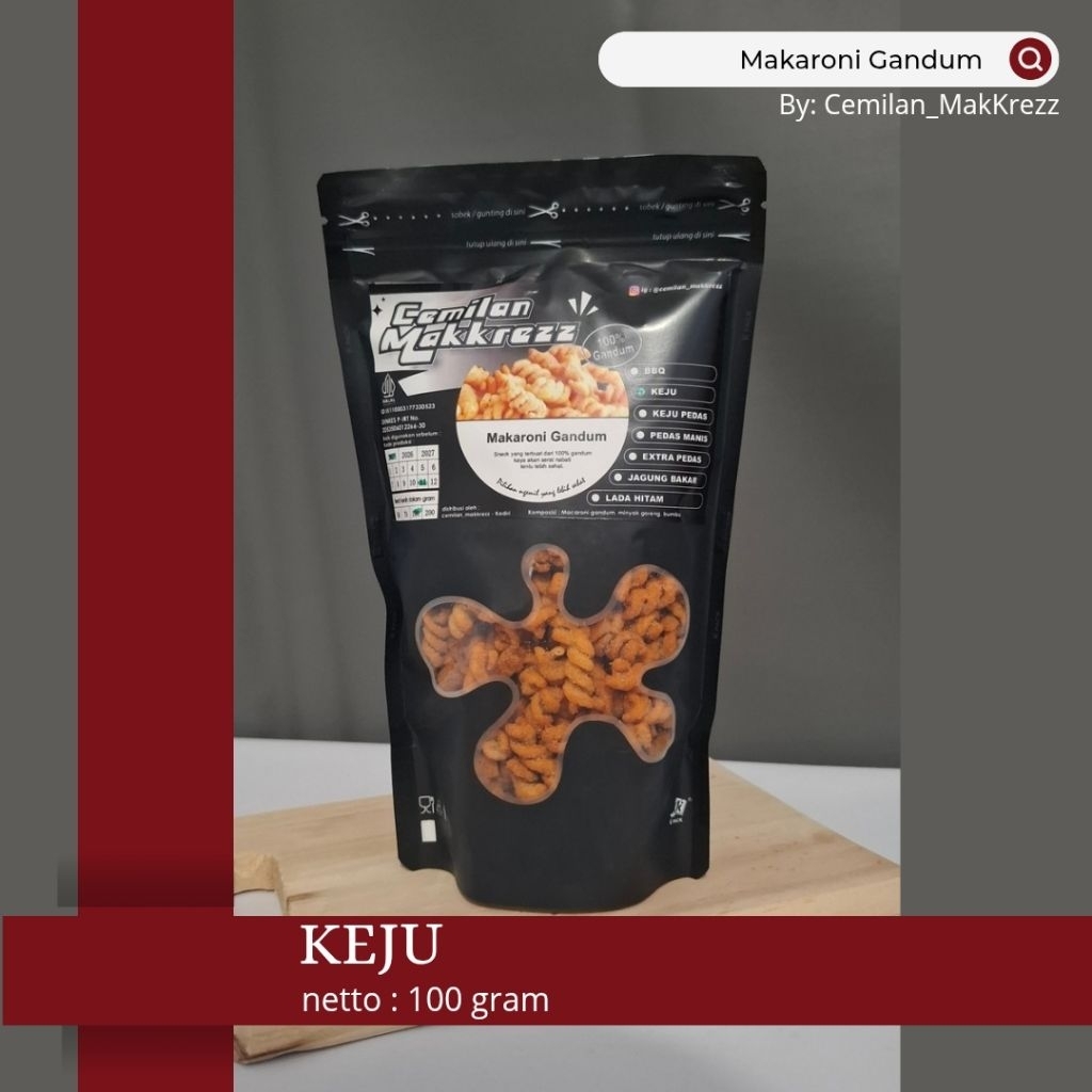 

KEJU/ MAKARONI GANDUM/ CEMILAN/ MAKANAN RINGAN