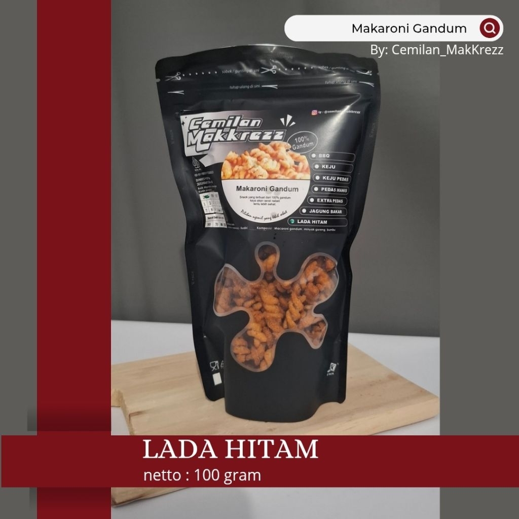

LADA HITAM/ MAKARONI GANDUM/ CEMILAN/ MAKANAN RINGAN