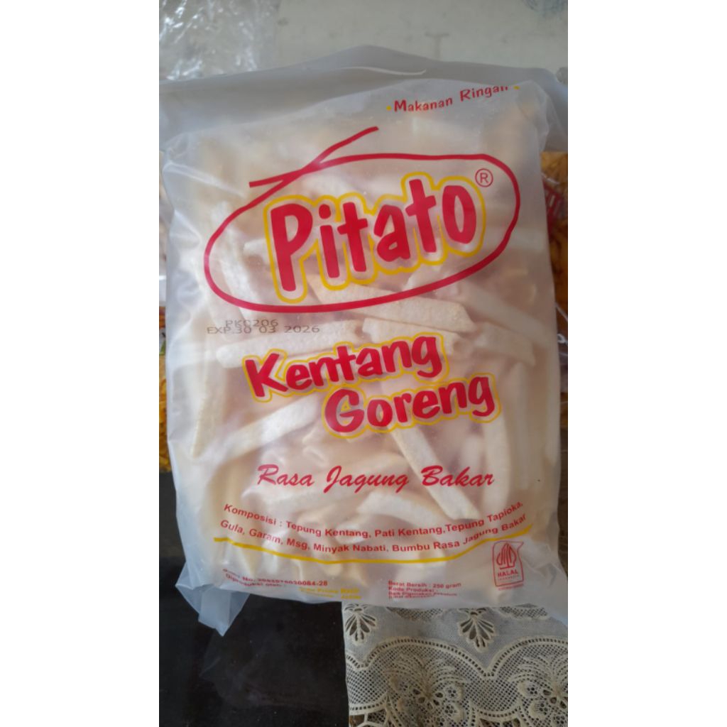 

Pitato Kentang Goreng Rasa Jagung Bakar Berat 250 gram