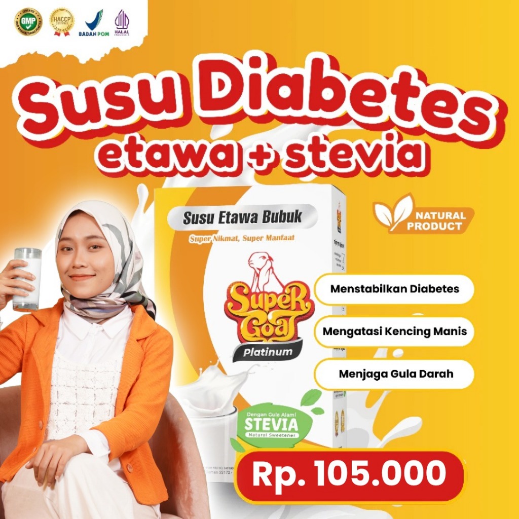 

Supergoat Susu Kambing Etawa Bubuk Platinum Stevia Isi 1 Box Solusi Diabetes