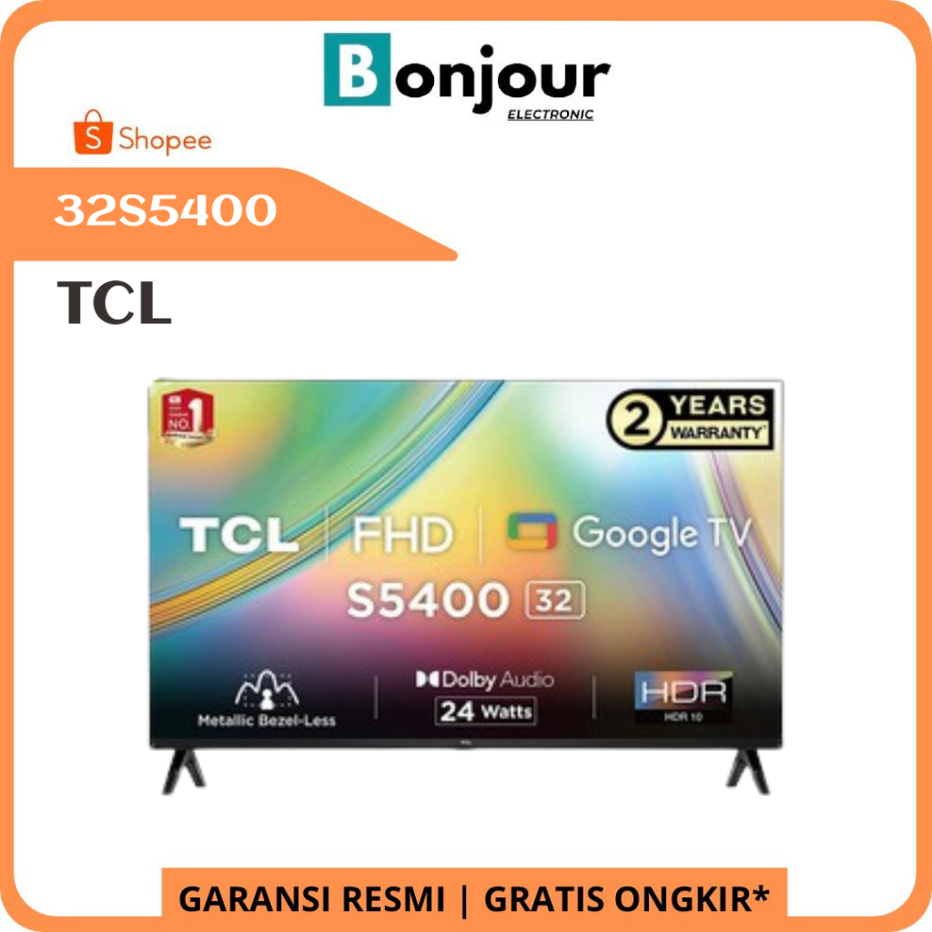 TV TCL 32 Inch Google TV 32S5400 Android TCL 32" Bezel Less Design FHD