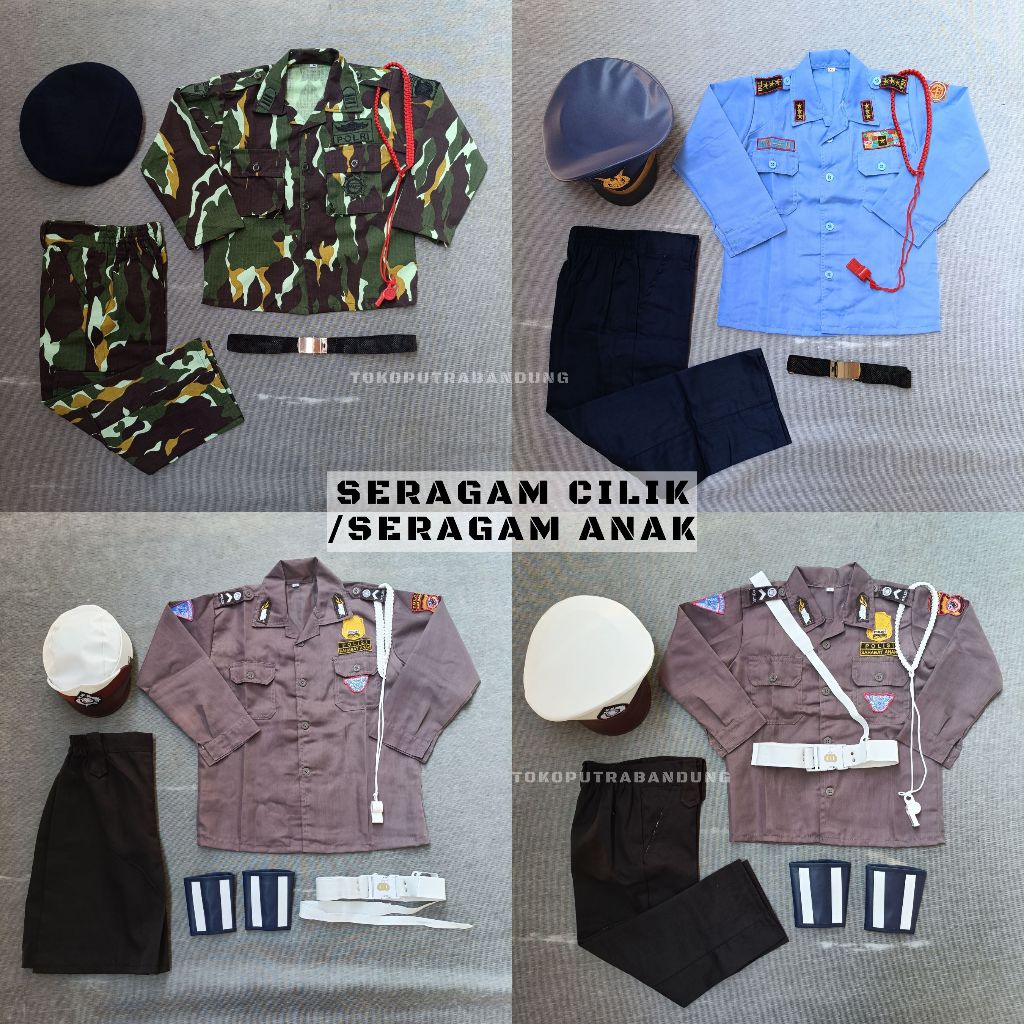 SERAGAM CILIK / SERAGAM POCIL / SERAGAM ANAK TNI / SERAGAM TNI BRIMOB POLWAN CILIK