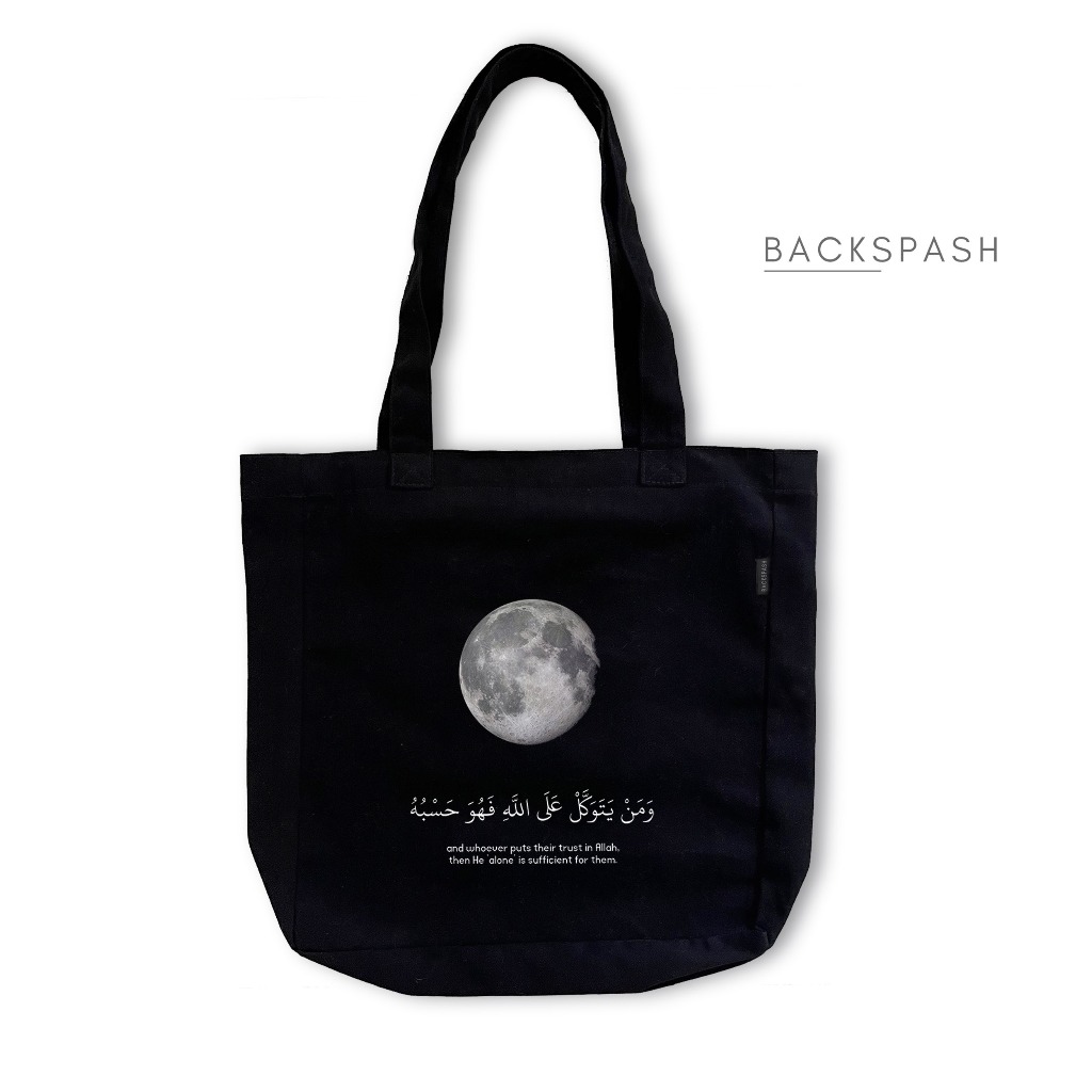 Tote bag Kanvas Hitam Resleting Qoutes Kata Kata Islami C3 - Tas Totebag Kuliah Pria Wanita TKH