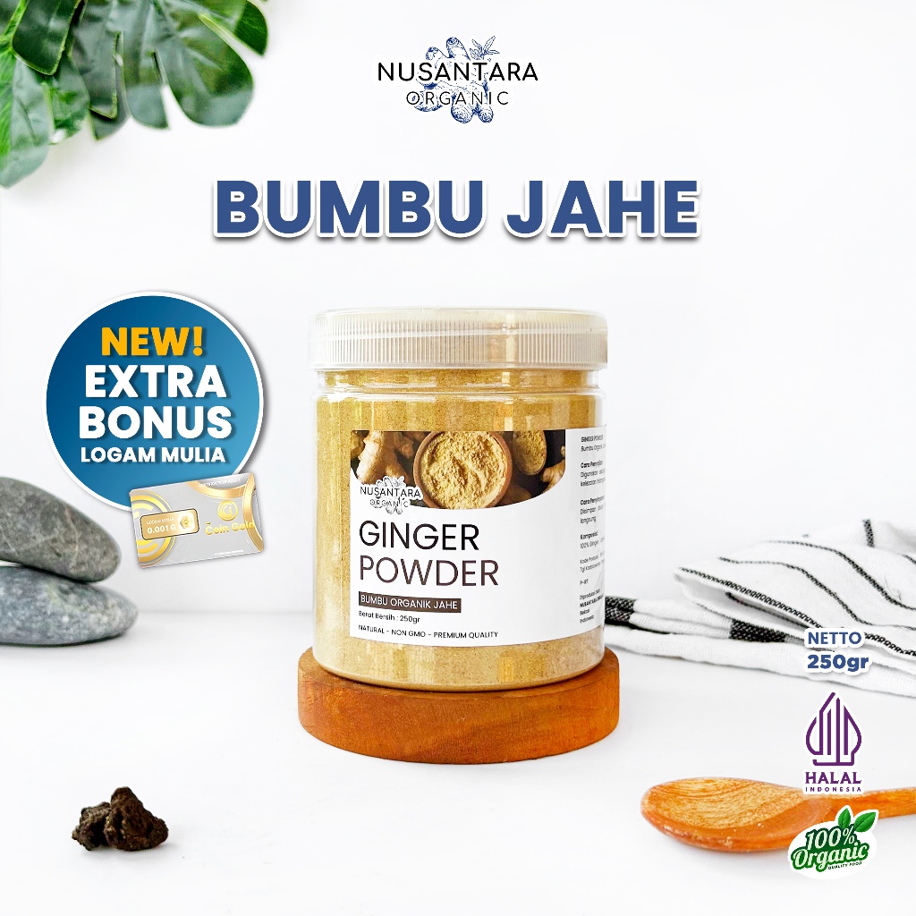 

Nusantara Organic Jahe Putih Bubuk Ginger Powder Bumbu Masak Herbal Organik Non MSG 250gr