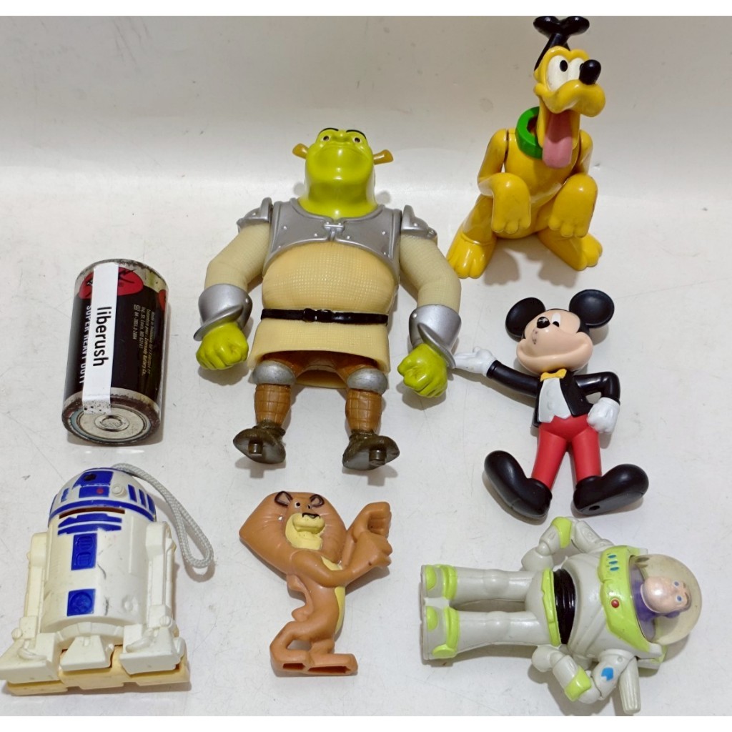 Set happy meals mcd dwa burger king madagascar shrek disney mickey mouse pluto toy story buzz lighty