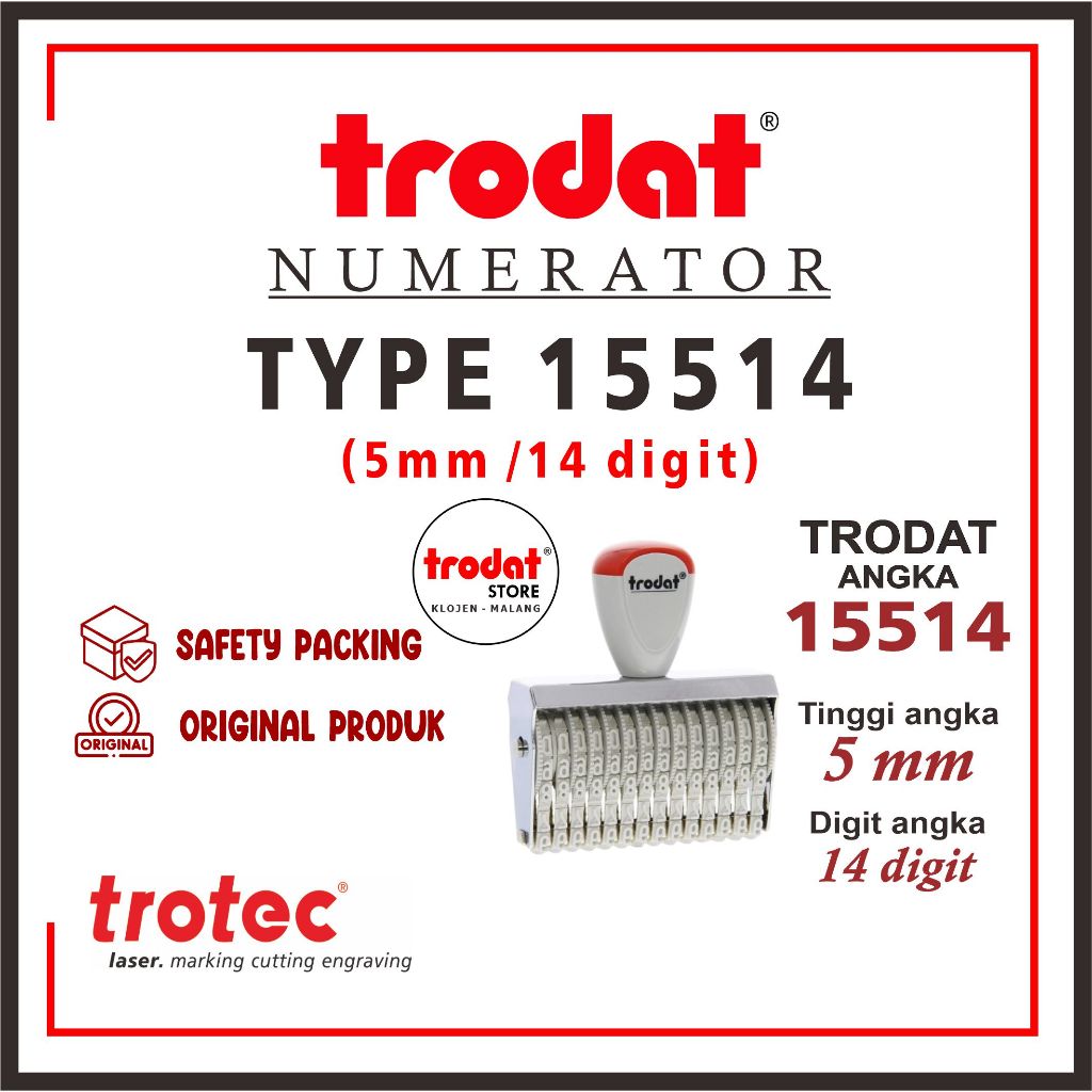 

Stempel Trodat 15514 (5mm 14digit) | STEMPEL TRODAT NUMERATOR (ANGKA DAN SIMBOL BISA DIPUTAR)