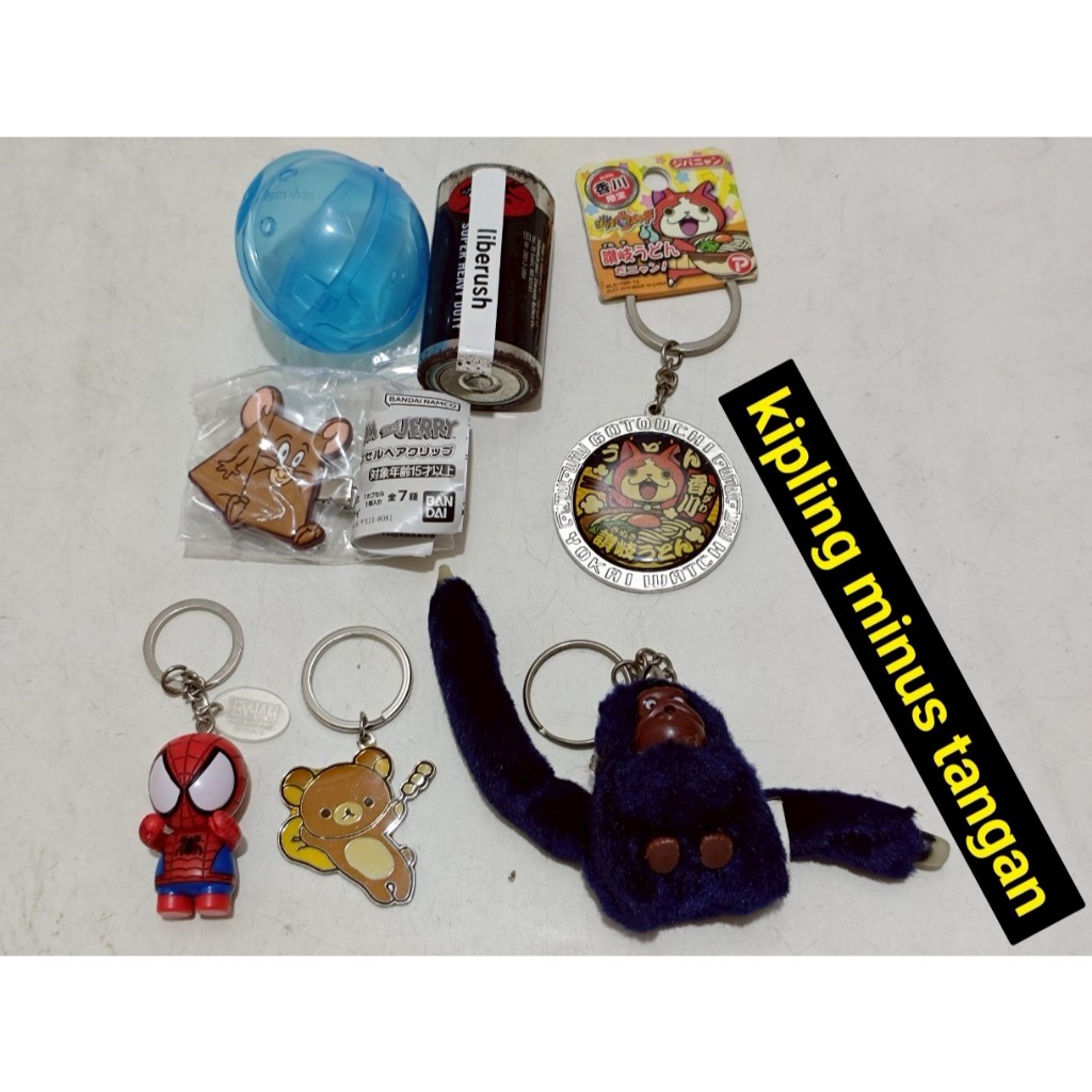 Set minus tangan kipling , bandai tom & jerry pin , yokai watch marvel spiderman sanrio rilakkuma ke