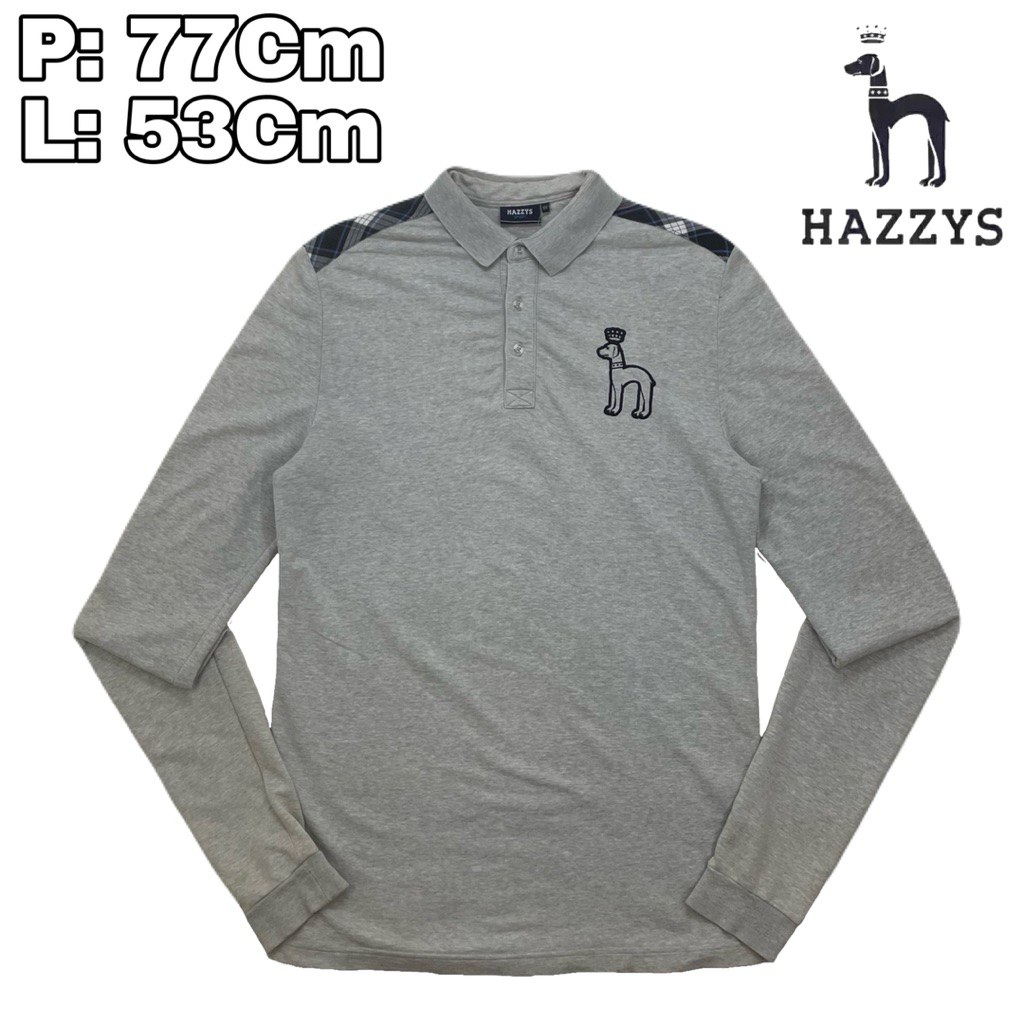 B04 Polo Shirt Casual Outdoor Hazzys Sport GreyBaju Krah Lengan Panjang Hiking Pendaki Gunung