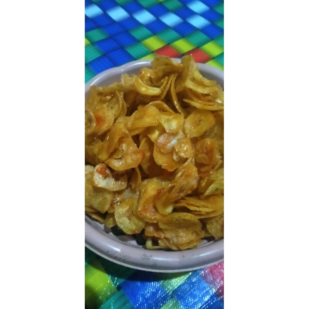 

keripik pisang varian pedas manis kemasan 500gr