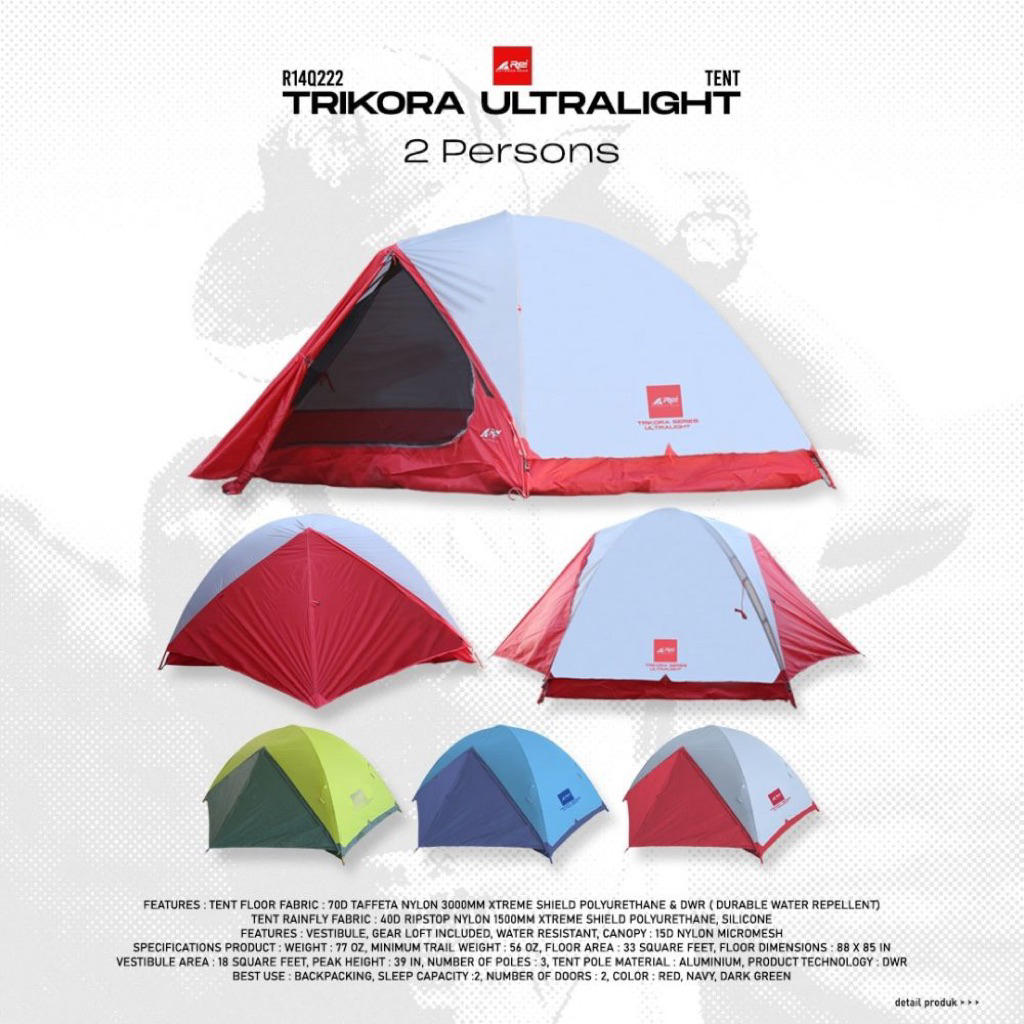 Tenda Camping Ultralight Trikora Kapasitas 2 Orang Arei Outdoorgear