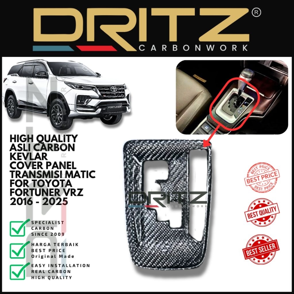 High Quality Carbon Kevlar Cover Panel Transmisi Matic Toyota Fortuner New VRZ 2016 2025 aksesoris i