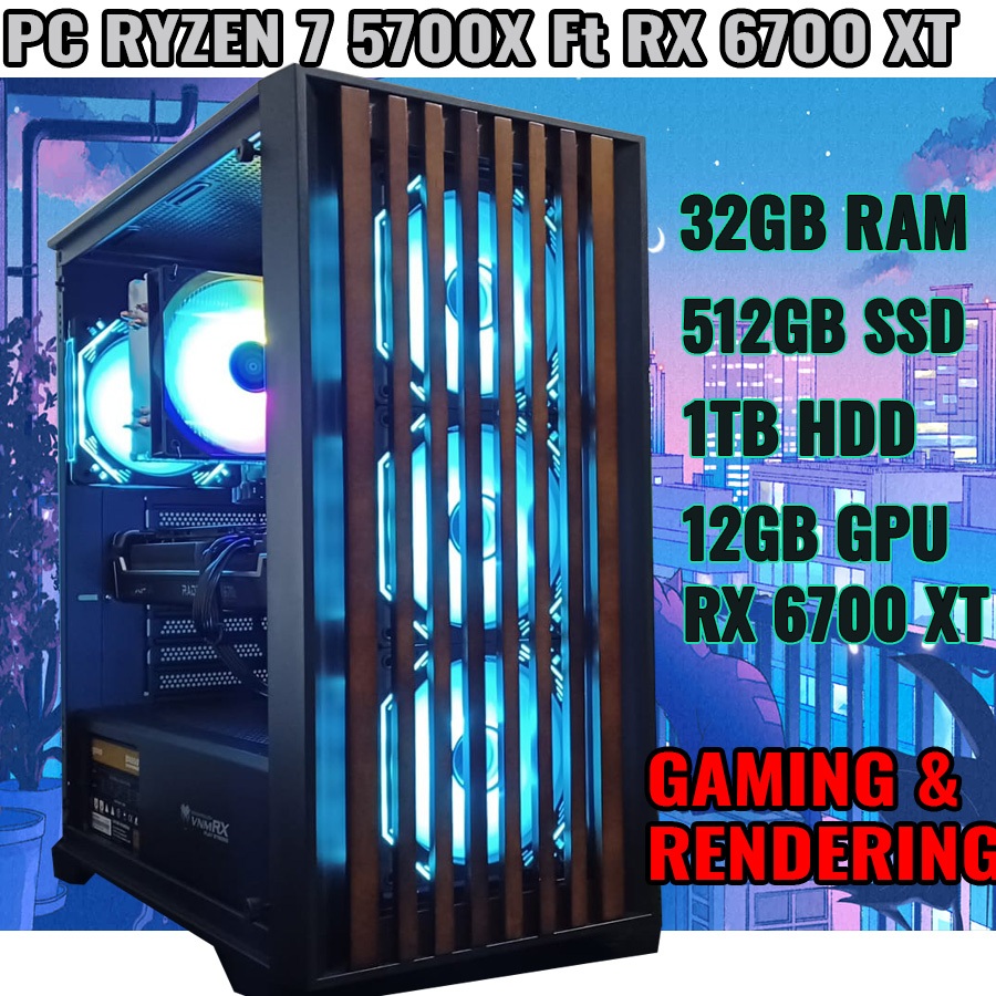 PC Gaming AMD Ryzen 7 5700X | RX 6700 XT 12GB | 32GB | NVME | PC Gaming Design Rendering Ready