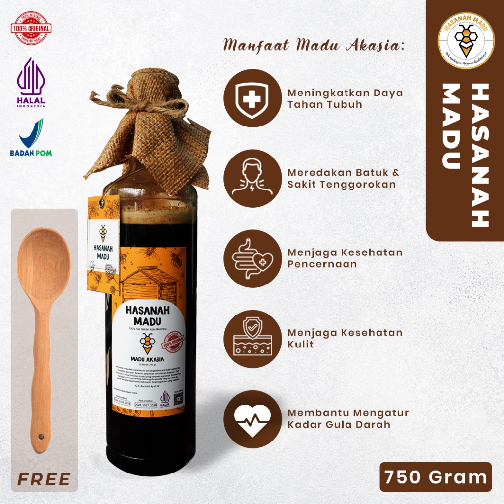 

Madu Akasia by Hasanah Madu Halal BPOM 750 Gram