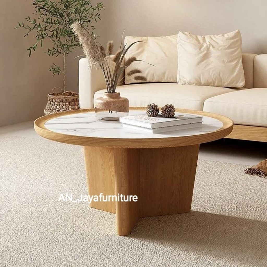 coffee table bundar marmer carrara meja kopi bundar marmer