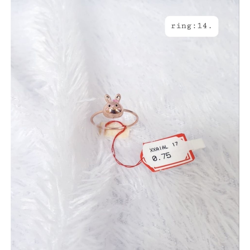 Cincin emas 75 kelinci pita pink