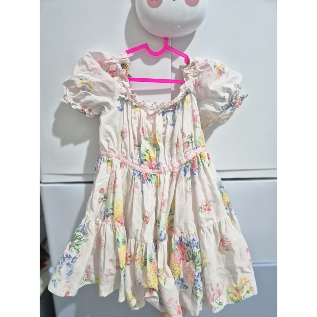 PL - 95% NEW 6-12 mo Janie And Jack Floral Dress Gaun Premium Anak Bayi Perempuan Bunga Lucu