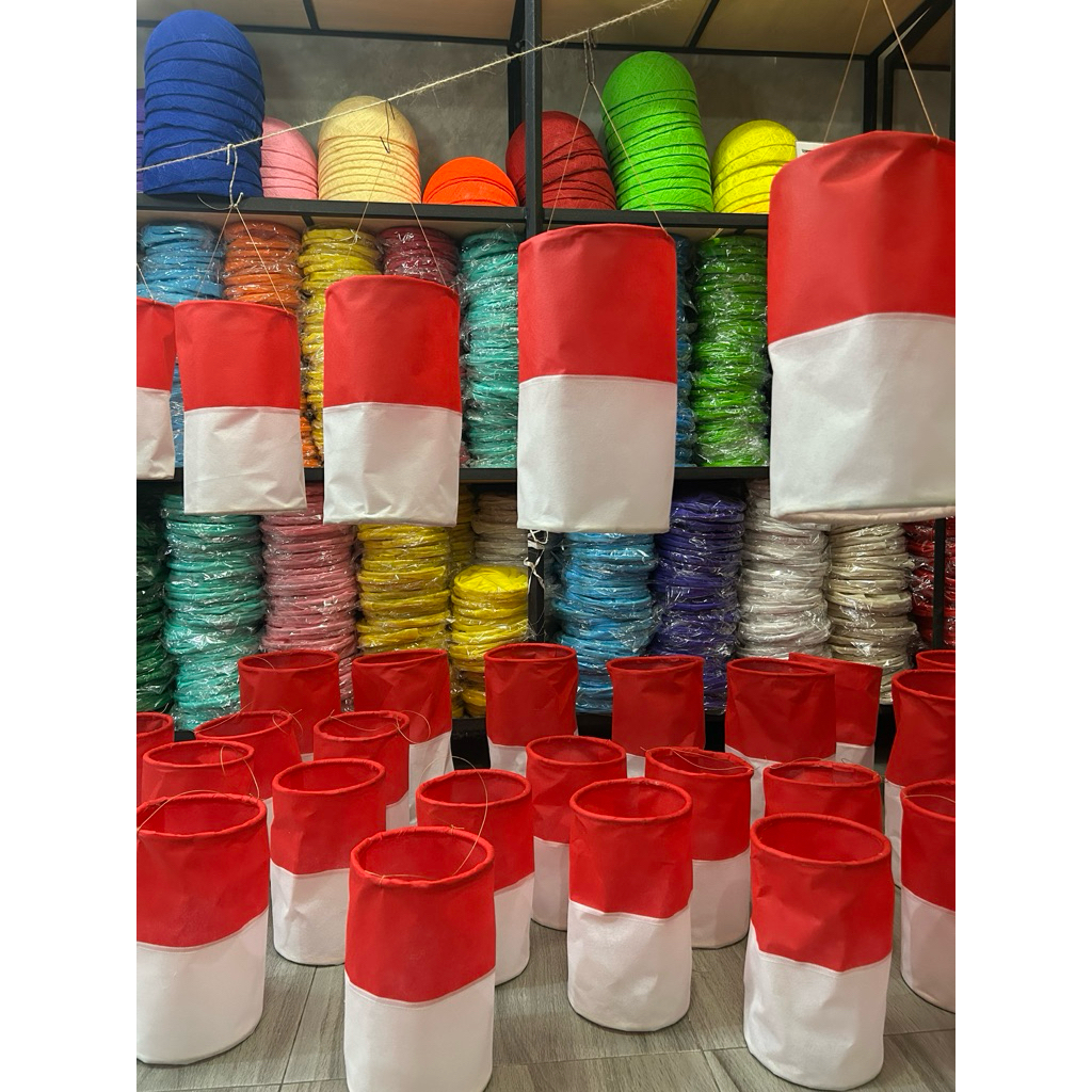 20cm Lampion Kain Outdoor Merah Putih / Lampion Merah Putih / Lampion / Lampion Karnaval