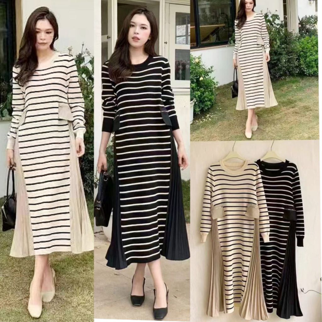 Real pic ORIGINAL dan TERMURAH MIDI dress JUMBO rajut IMPORT / Dress rajut PREMIUM Bangkok / Tunik O