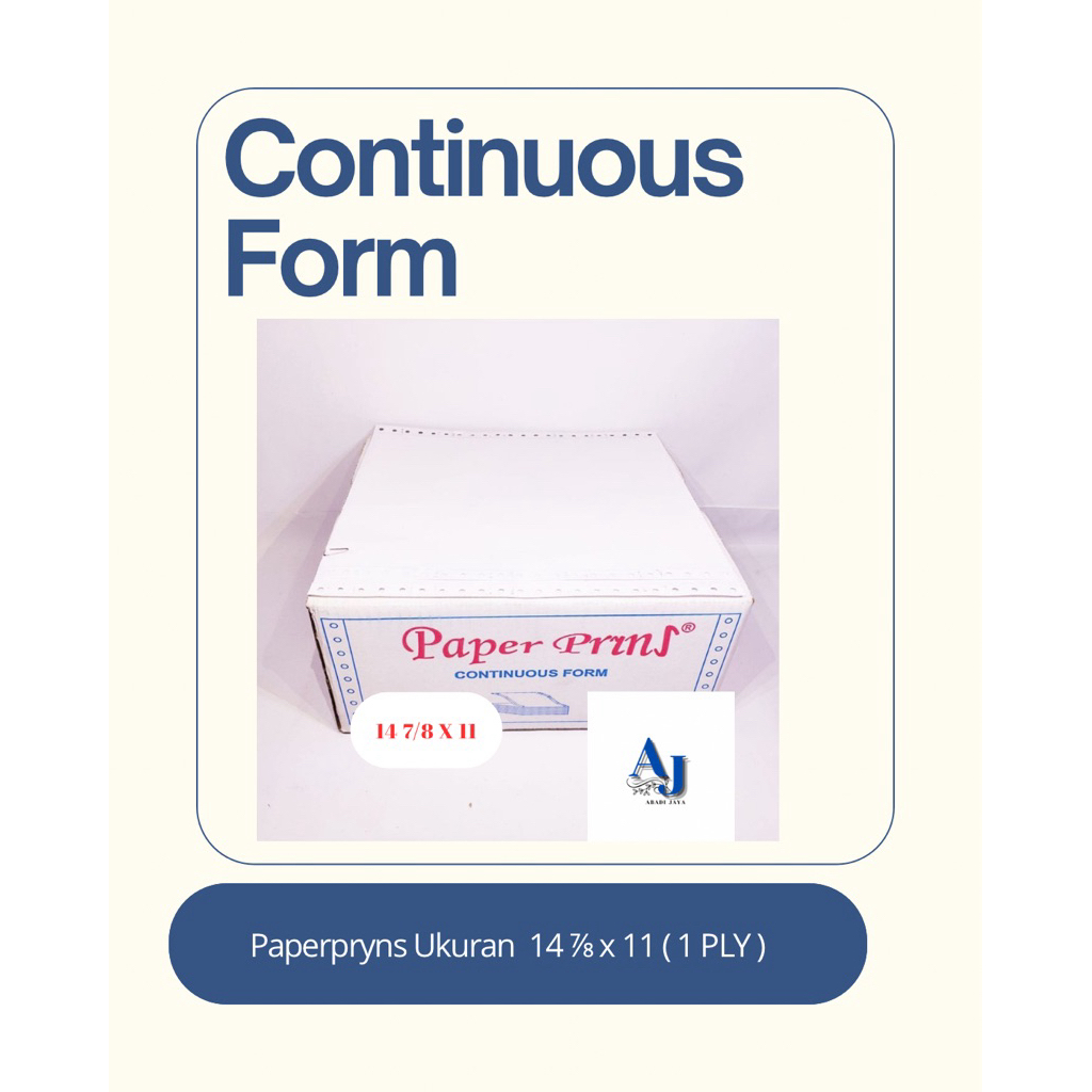 CONTINUOUS FORM PAPERPRYNS ( 14 7/8 x 11 ) 1 PLY