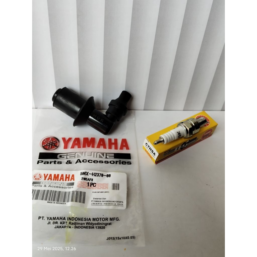 tutup busi mio + busi ngk c7 untuk motor yamaha metik mio karbu mio smael mio sporty