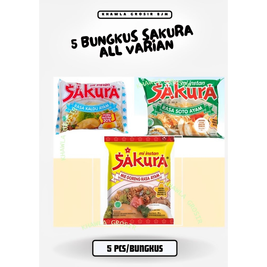 

Banjarmasin - Mie Instan - Sakura Mie - Mie Sakura Goreng - Mi Sakura - Mie Sakura Kuah - Mie Soto - Sembako Murah - Isi 5 Bungkus