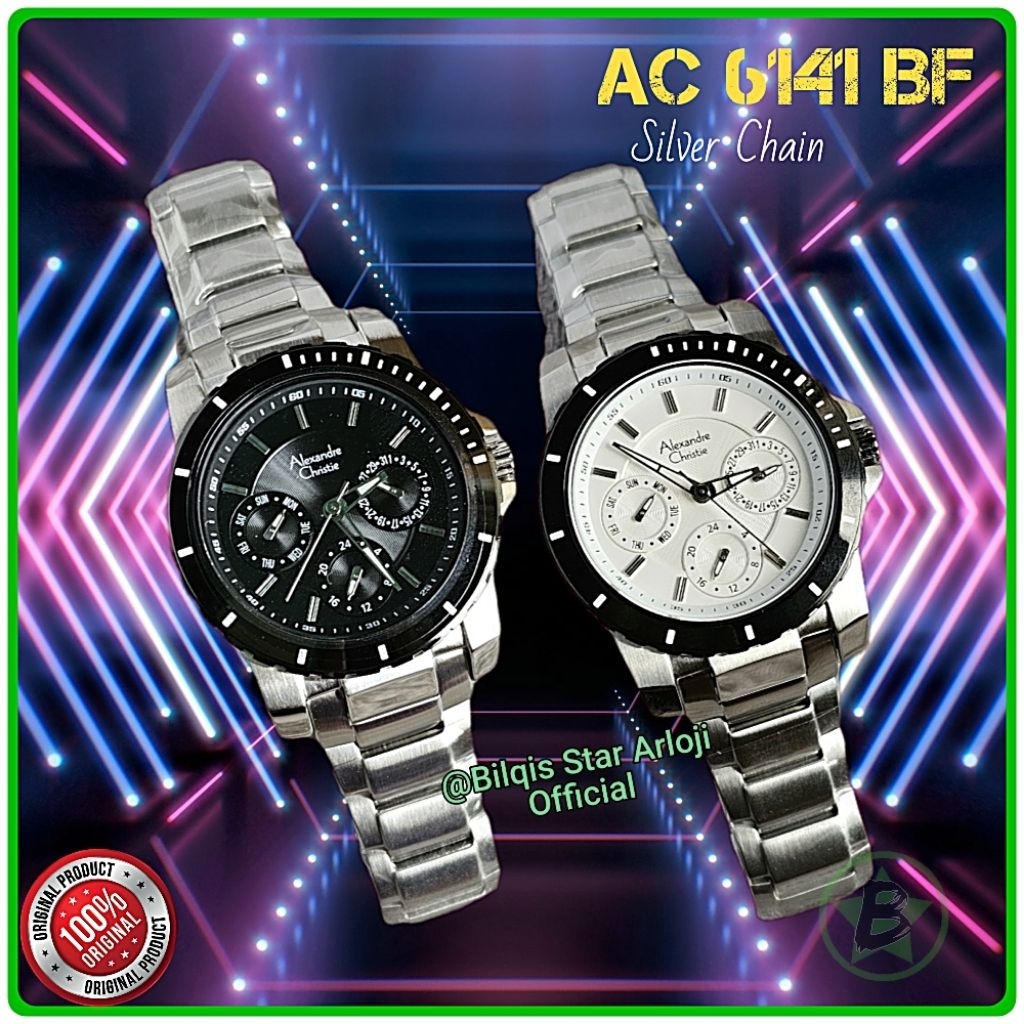 Alexandre Christie Wanita Ac 6141 BF Tali Rantai Silver Original