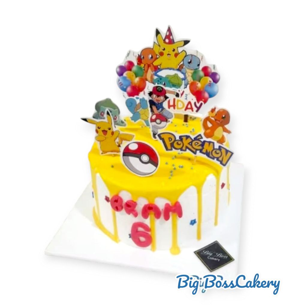 

POKEMON PIKACHU BIRTHDAY CAKE WITH TOPPER FREE NAME